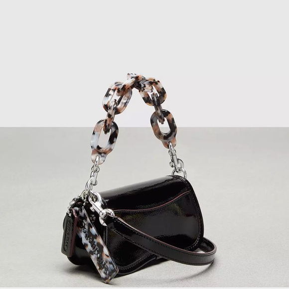 NWT! MINI WAVY DINKY BAG IN CRINKLE PATENT COACHTOPIA LEATHER 🖤 - Picture 3 of 11